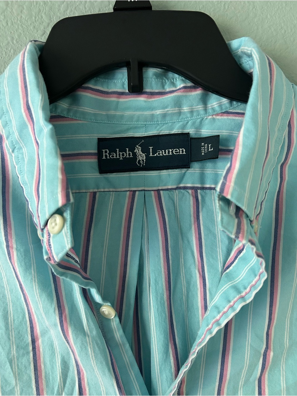 Polo Ralph Lauren Blue And Pink Striped Long Sleeve Button Up Shirt Size L - Picture 3 of 9